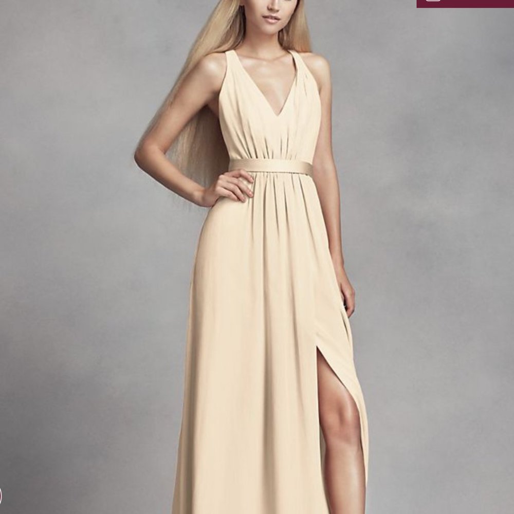 Vera Wang chiffon v neck dress